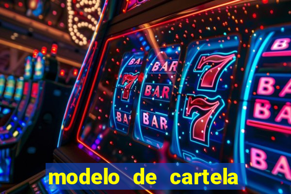 modelo de cartela de bingo em branco